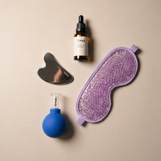 Kit Skincare Facial — Gua Sha + Ventosa Facial + Óleo + Máscara para Olhos