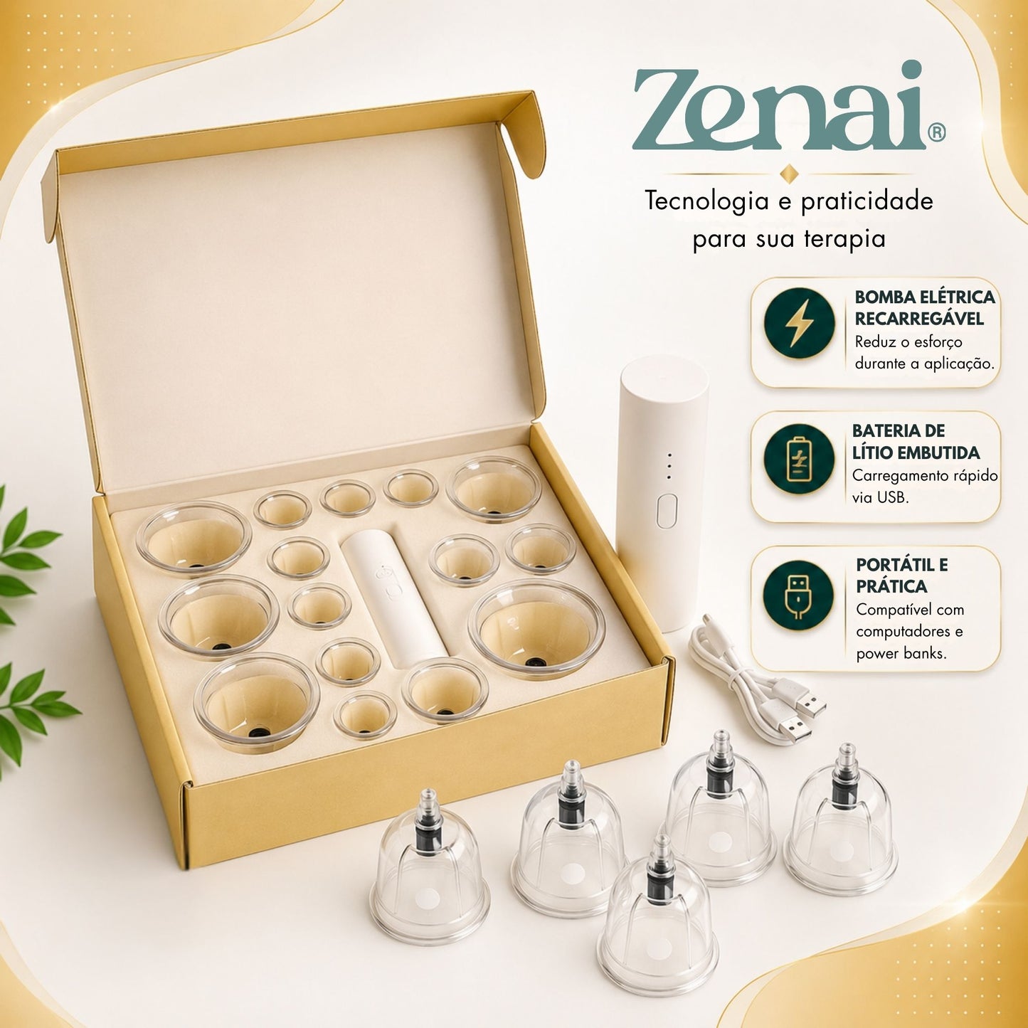 Kit 12 Ventosas Octogonais