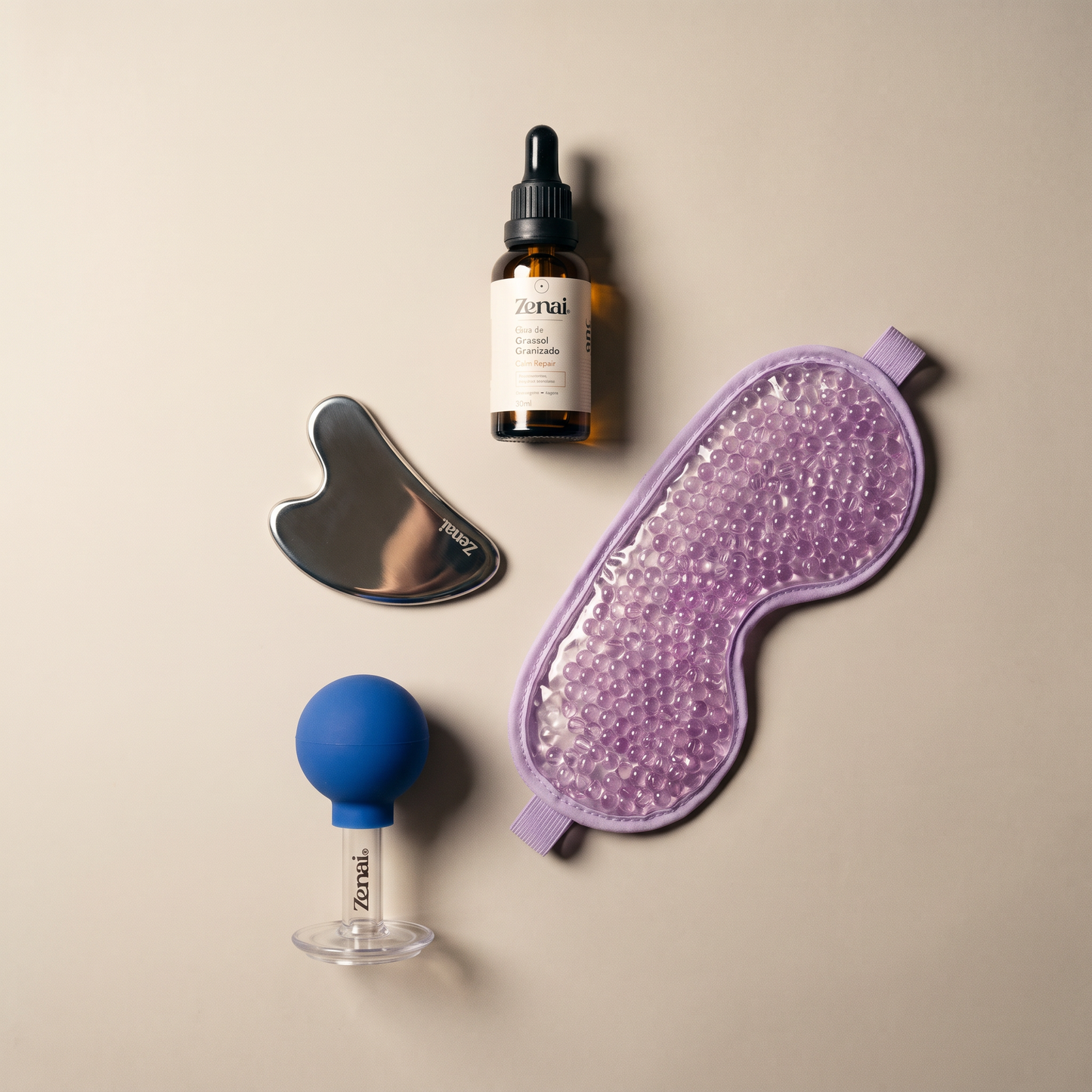 Kit Skincare Facial — Gua Sha + Ventosa Facial + Óleo + Máscara para Olhos