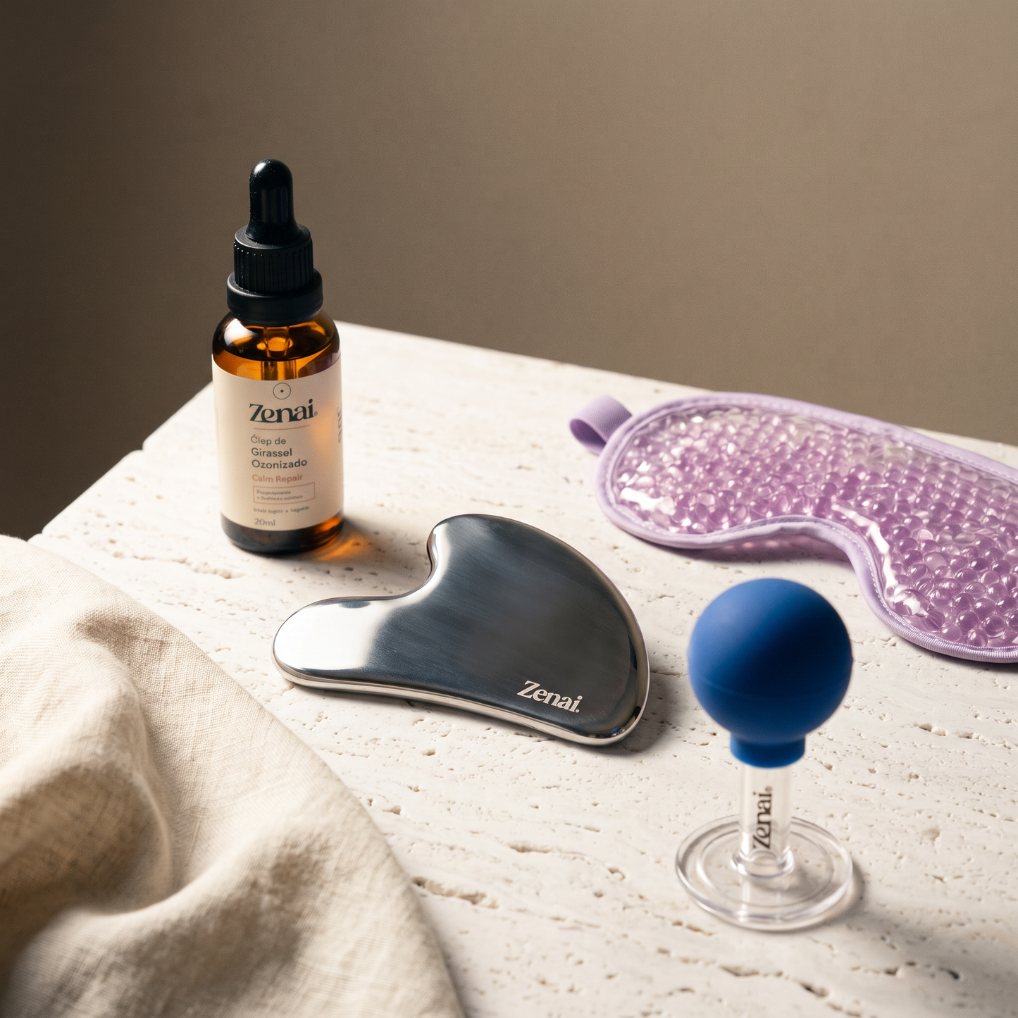 Kit Skincare Facial — Gua Sha + Ventosa Facial + Óleo + Máscara para Olhos